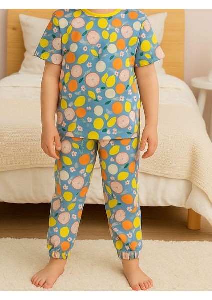 Kız Çocuk Pamuklu Meyve Desenli Kısa Kol Pijama Takımı fırsatları
