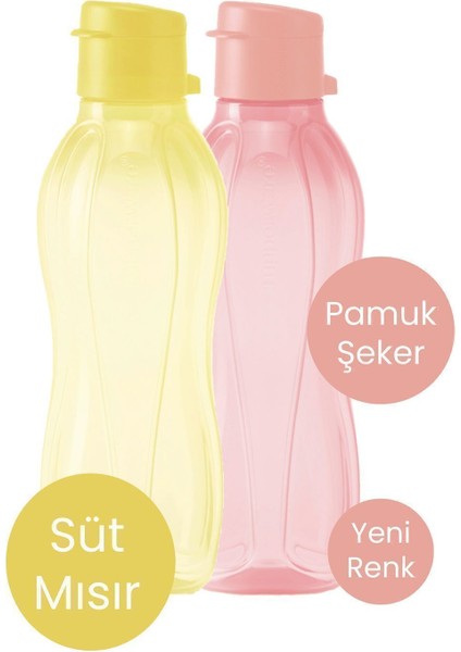 Renkli 2'li 500 ml Plastik Suluk Seti, Hafif ve Şık Tasarım