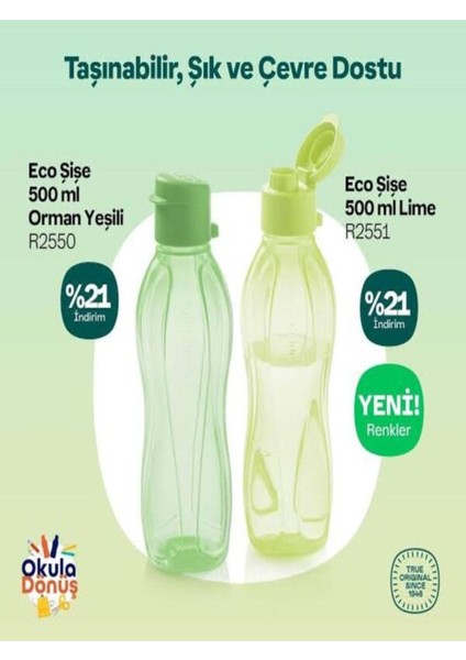 Orman Yeşili ve Lime Renkli 2'li 500 ml Şişe Seti fiyatları