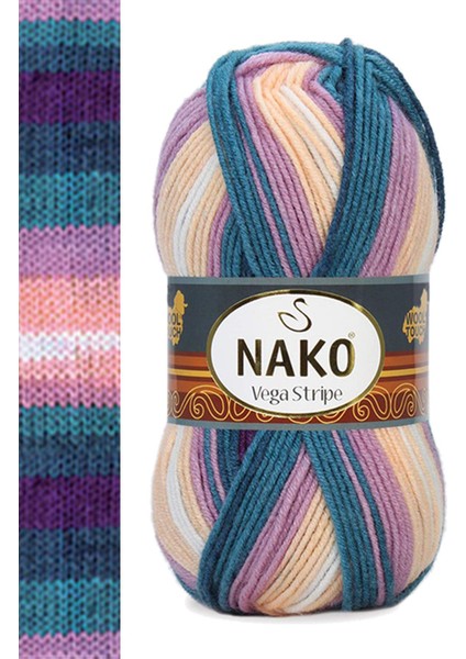 5 Adet Vega Stripe Premium Akrilik El Örgü Ipi Yünü No: 82416 fırsatları