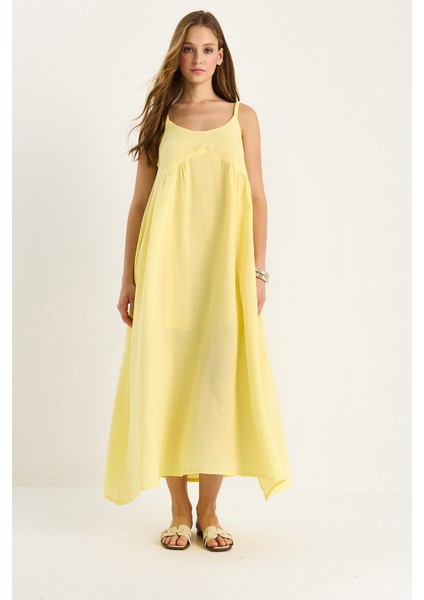 Kadın Saç Örgü Askılı Cep Detaylı Astarlı Salaş Müslin Elbise fiyatları