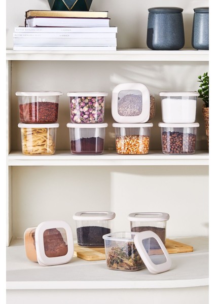 12'li 550 ml Saklama Kabı Seti Bej Renkli, Pratik ve Şık Mutfak Gereçleri