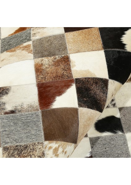 Kahverengi Dana Derisi Patchwork Halı, El Dokuma Hakiki Deri Halı, Modern Tasarımlı Dekor Halısı modelleri