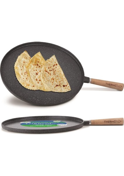 36 cm Ahşap Saplı Gri Gözleme Tava, Şık ve Kullanışlı Mutfak Gereci fırsatları