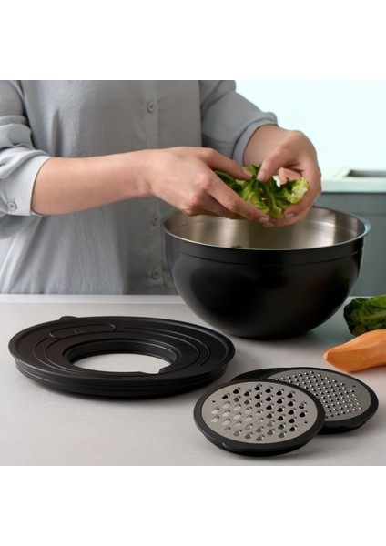 Siyah 5 Parça Rendeli Saklama Kabı Seti, Dayanıklı ve Şık Mutfak Gereçleri