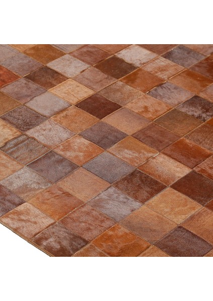 Kırmızı Geçişli Dana Derisi Patchwork Halı, Şık Dekoratif Salon Halısı indirimleri