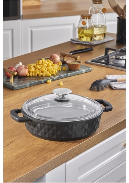 Döküm Basık Tencere, Siyah, 26 Cm, Dayanıklı ve Şık Mutfak Gereci fiyatları