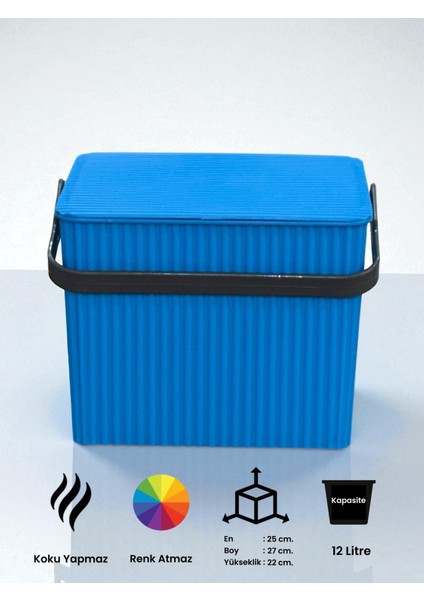 Rainbow Mavi Kare Kova Piknik Sepeti Meyve Kovası