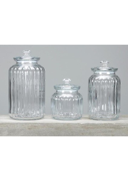 Şık Cam Kavanoz Seti 3'lü, 2500, 1500 ve 900 Cc, Beyaz Renk modelleri