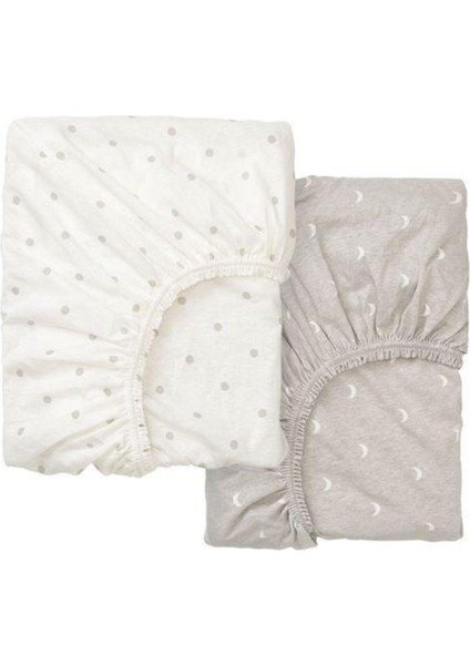 Yumuşak Lastikli Çarşaf Seti, Beyaz ve Kahverengi, 2'li Paket