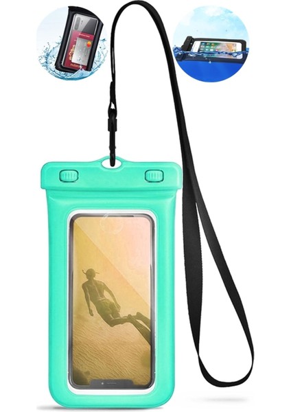 Turkuaz Su Geçirmez Balonlu Telefon Kılıfı, Sualtı ve Güçlü Koruma, Çok Renkli