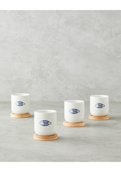 Mavi 8'li 150 ml Seramik Fincan Seti, 4 Kişilik, Şık ve Dayanıklı Tasarım