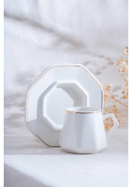 6 Kişilik Beyaz Kahve Fincanı Takımı, 90 Ml, Şık ve Kaliteli Tasarım
