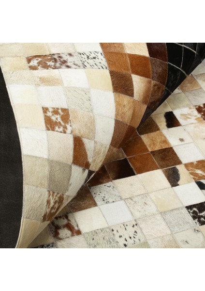 El Dokuma Gerçek Dana Derisi Halı – Kahverengi Patchwork Hakiki Deri Salon Halısı fiyatları