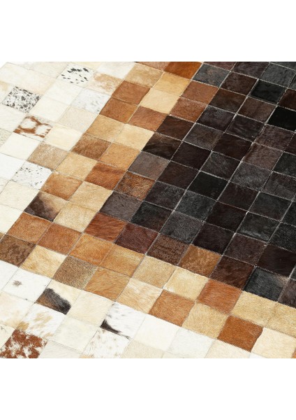 El Dokuma Gerçek Dana Derisi Halı – Kahverengi Patchwork Hakiki Deri Salon Halısı modelleri