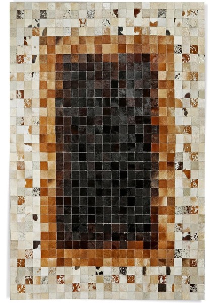 El Dokuma Gerçek Dana Derisi Halı – Kahverengi Patchwork Hakiki Deri Salon Halısı indirimleri