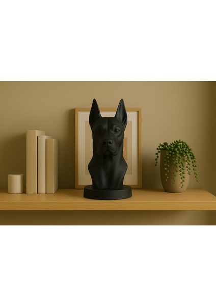 Siyah Great Dane (Danua) Köpek Büstü – Dekoratif Heykel modelleri