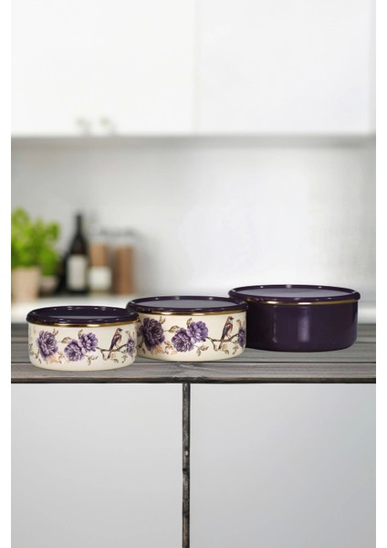 Renkli Emaye Üçlü Saklama Seti, Şık ve Kullanışlı Mutfak Düzeni Sağlar. modelleri