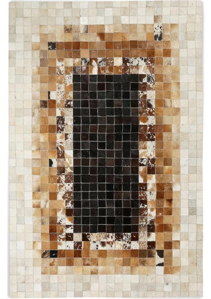 Bej Kahverengi Doğal Dana Derisi Patchwork Halı – El Yapımı Hakiki Deri Dekoratif Mutfak Halısı indirimleri
