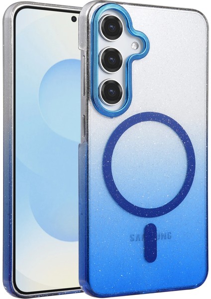 Samsung Galaxy S25 Kılıf Simli Shinys Glossy Manyetik Şarjlı Kapak