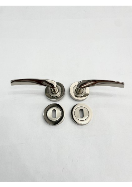 Lüx Bravo Oda Kapı Kolu - Daire Rozetli Nikel 1 Takım -No : 13