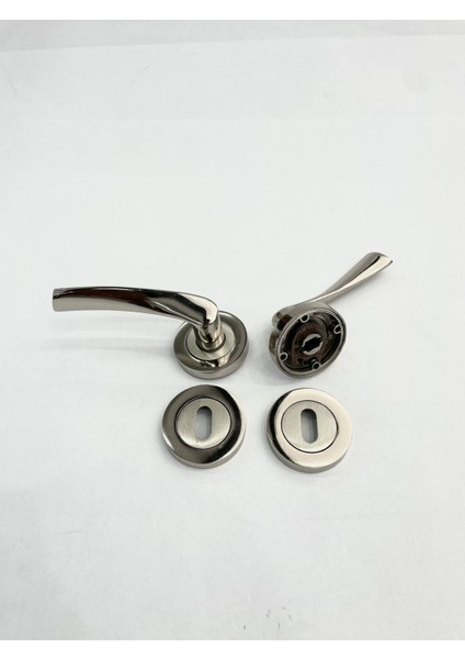 Lüx Bravo Oda Kapı Kolu - Daire Rozetli Nikel 1 Takım -No : 13 modelleri