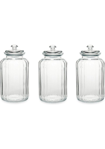 3'lü Cam Saklama Kabı Seti, 1500CC, Şık ve Kullanışlı.