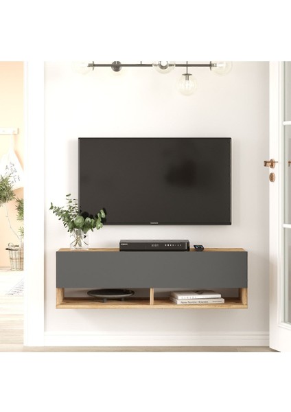 Aven Tv Ünitesi Tv Sehpası Raflı Kapaklı 100CM Çam-Antrasit AVE13-AA fiyatları