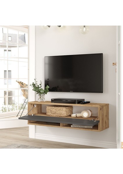 Aven Tv Ünitesi Tv Sehpası Raflı Kapaklı 100CM Çam-Antrasit AVE13-AA fırsatları
