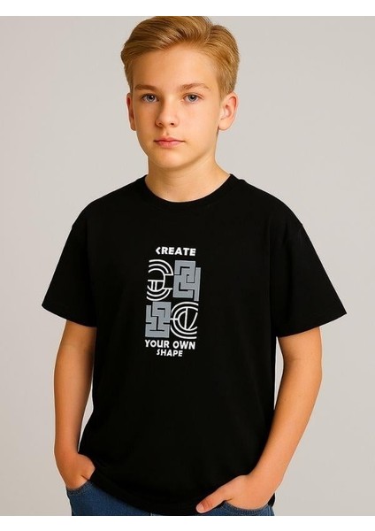 Erkek Çocuk Create Yazılı Pamuklu T-Shirt