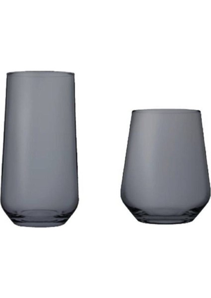 Gri Su Bardakları, 12'li, Modern ve Şık Tasarım