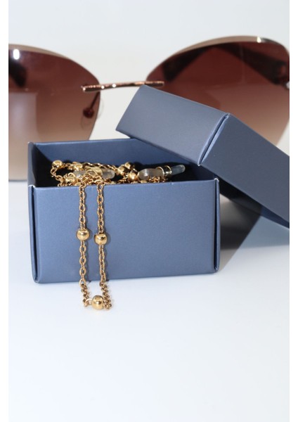 Çelik Gold Renk. Gözlük Zinciri. Özel Tasarım Steel. Gözlük Ipi. Gözlük Askısı. Unisex