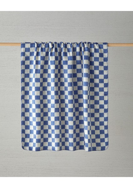 Mavi ve Ekru Renklerde Şık Retro Tarzı Akrilik Tv Battaniyesi fiyatları