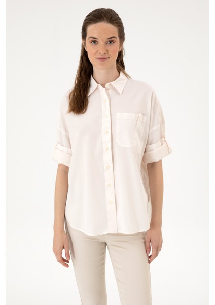 Kadın Krem Gömlek Desenli 50300096-VR071