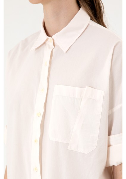 Kadın Krem Gömlek Desenli 50300096-VR071