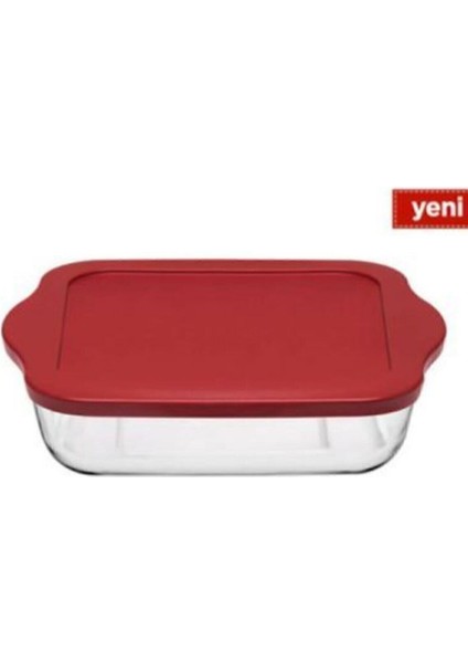 Kırmızı ve Turuncu Kapaklı Saklama Kabı Seti, Kare ve Dikdörtgen Boyutlarda, 2 Adet fiyatları