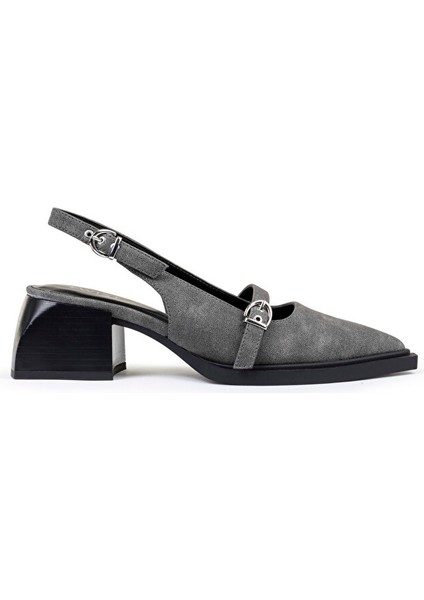 Metal Tokalı Kontrast Topuklu Ayakkabı TW6250031015005