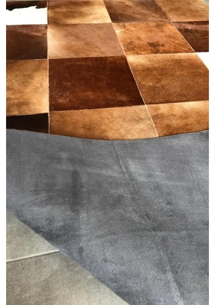 El Yapımı Kahverengi Beyaz Halı – Dana Derisi Şık Mutfak Halısı indirimleri