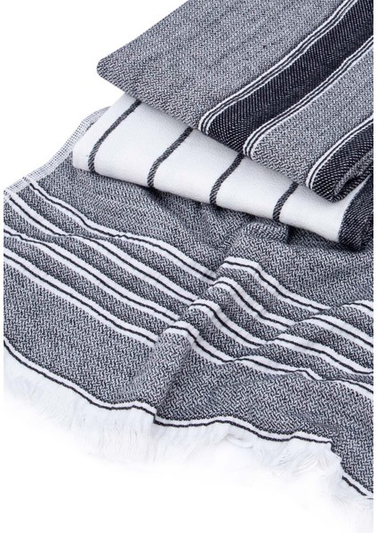 Organik Pamuklu Siyah-Krem 3'lü Kurulama Havlusu 40X60 cm modelleri