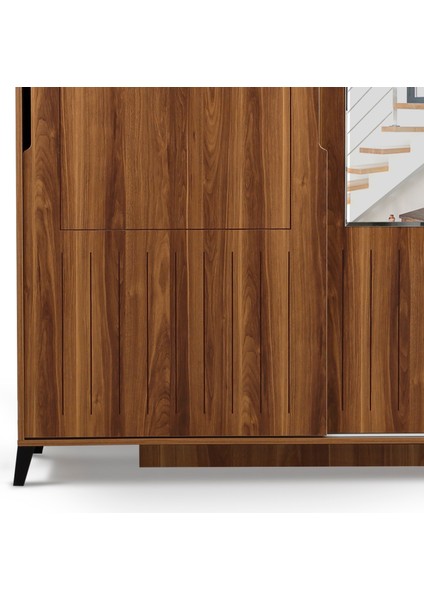 Huga Sürgülü 2 Kapaklı Aynalı Gardırop, Ceviz, Ölçü Seçenekleri fırsatları