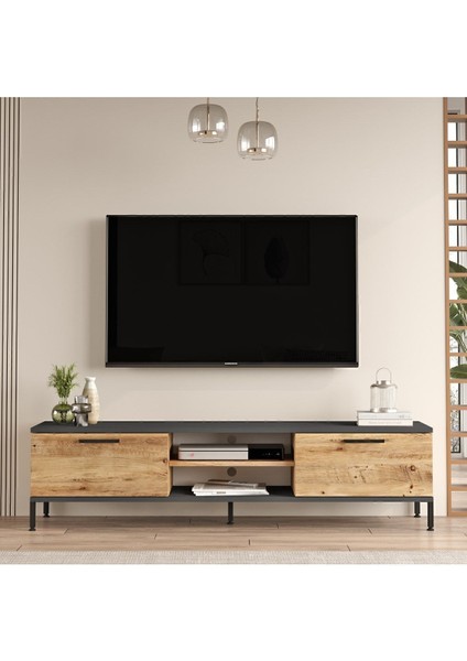Best 160CM 2 Kapaklı Metal Ayaklı Çam Tv Ünitesi Bes1-Aa