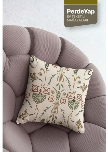 Modern Işlemeli Motifler Desenli 4lü Dijital Baskılı Kırlent Yastık Kılıfı Yeşil-Krem 43X43 cm 031 indirimleri
