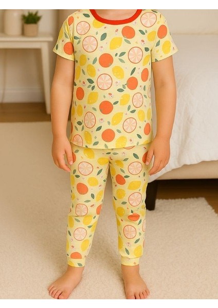 Kız Çocuk Pamuklu Meyve Desenli Kısa Kol Pijama Takımı indirimleri