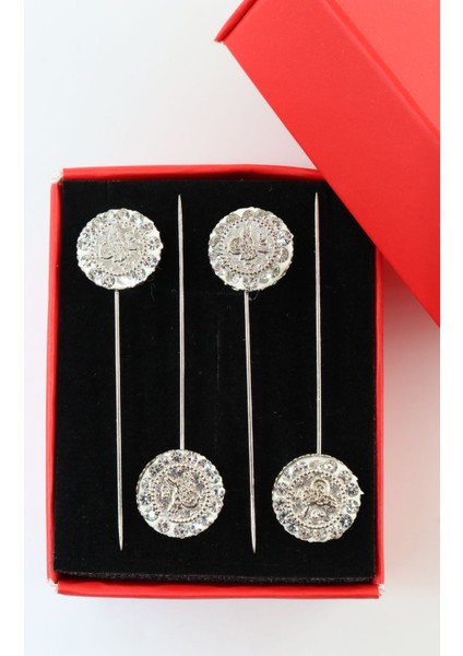 4’lü Tuğralı Taşlı Eşarp Iğnesi. Şal Iğnesi. Türban Iğnesi. Başörtü Iğnesi. Eşarp ve Şal Iğnesi. modelleri