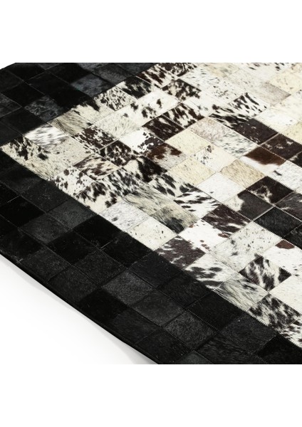 Siyah ve Beyaz Doğal Dana Derisi Patchwork Halı – El Dokuma Hakiki Deri Dekoratif Koridor Halısı fiyatları