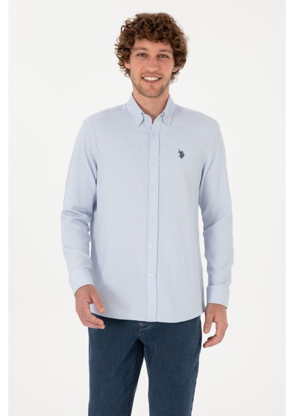 Erkek Açık Mavi Gömlek Desenli 50316639-VR003