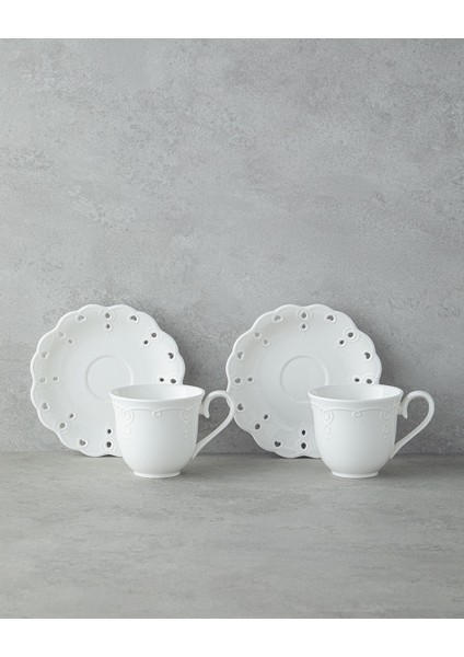 Beyaz Porselen 4 Parça Çay Fincanı Takımı, 180 Ml, 2 Kişilik, Şık ve Zarif Tasarım fiyatları