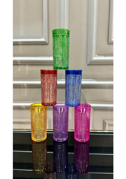 6'lı Renkli Balık Sırtı Meşrubat Bardağı Seti, Şık ve Çeyizlik Sunumlar Için Uygun