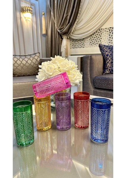 6'lı Renkli Balık Sırtı Meşrubat Bardağı Seti, Şık ve Çeyizlik Sunumlar Için Uygun fırsatları