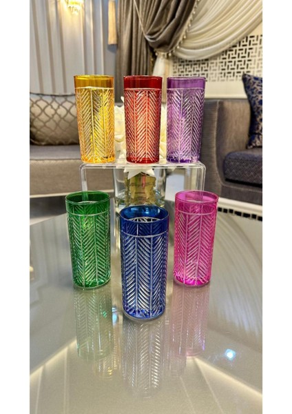 6'lı Renkli Balık Sırtı Meşrubat Bardağı Seti, Şık ve Çeyizlik Sunumlar Için Uygun indirimleri